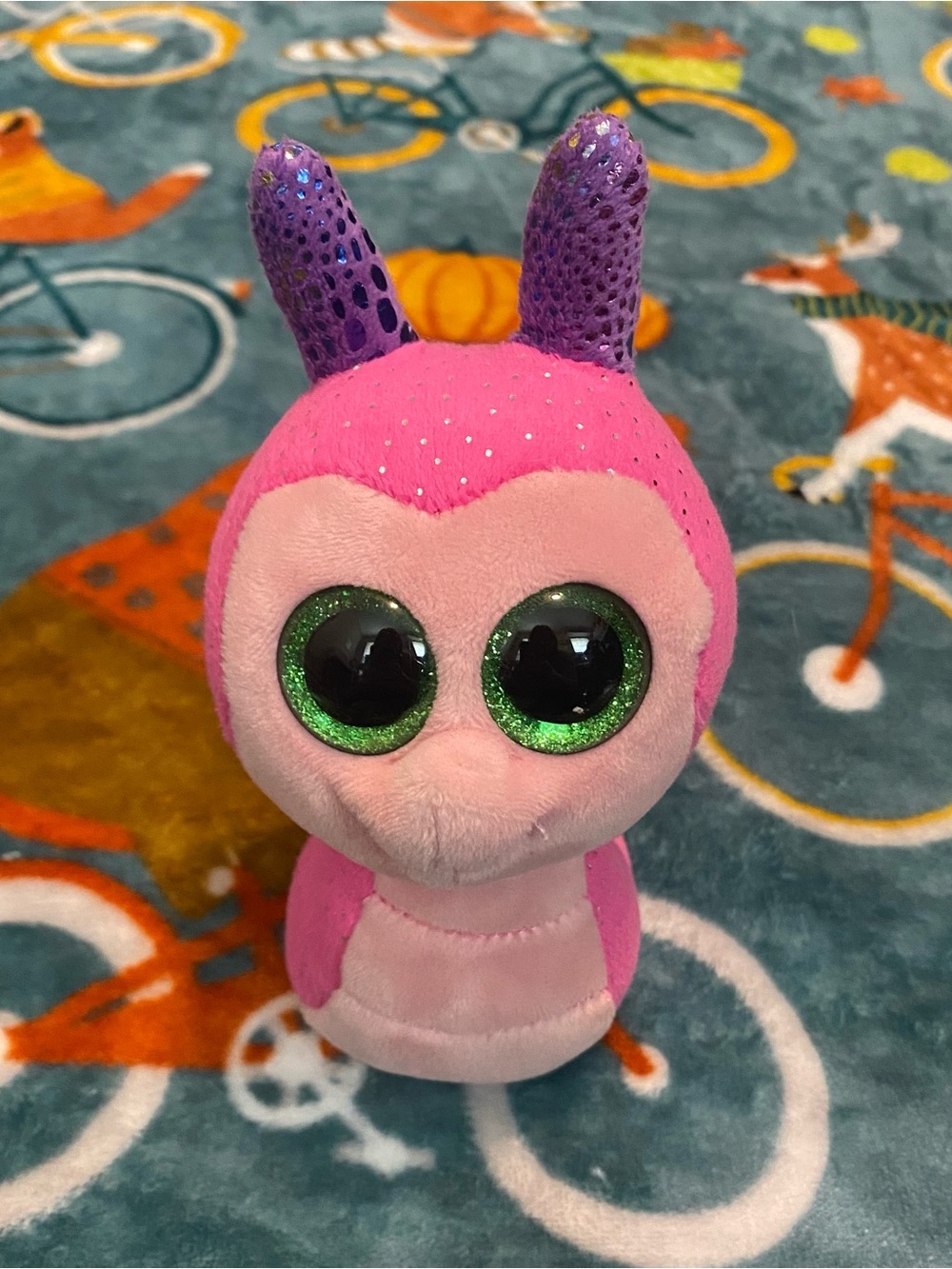 Ty Beanie Boos Pink & Purple Scooter the Snail Glitter Plush Stuffed Animal